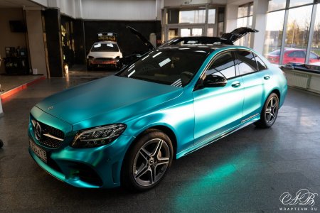 Mercedes C - Super Chrome Light Blue Satin Hexis 